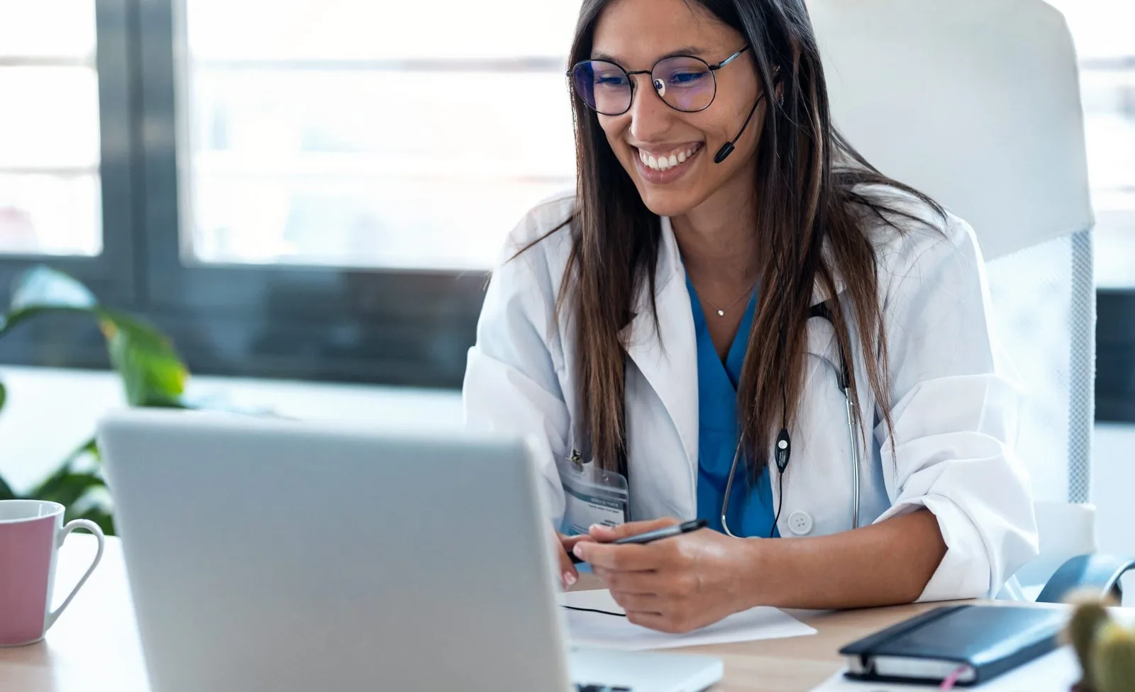 Provider on a secure video visit with a patient